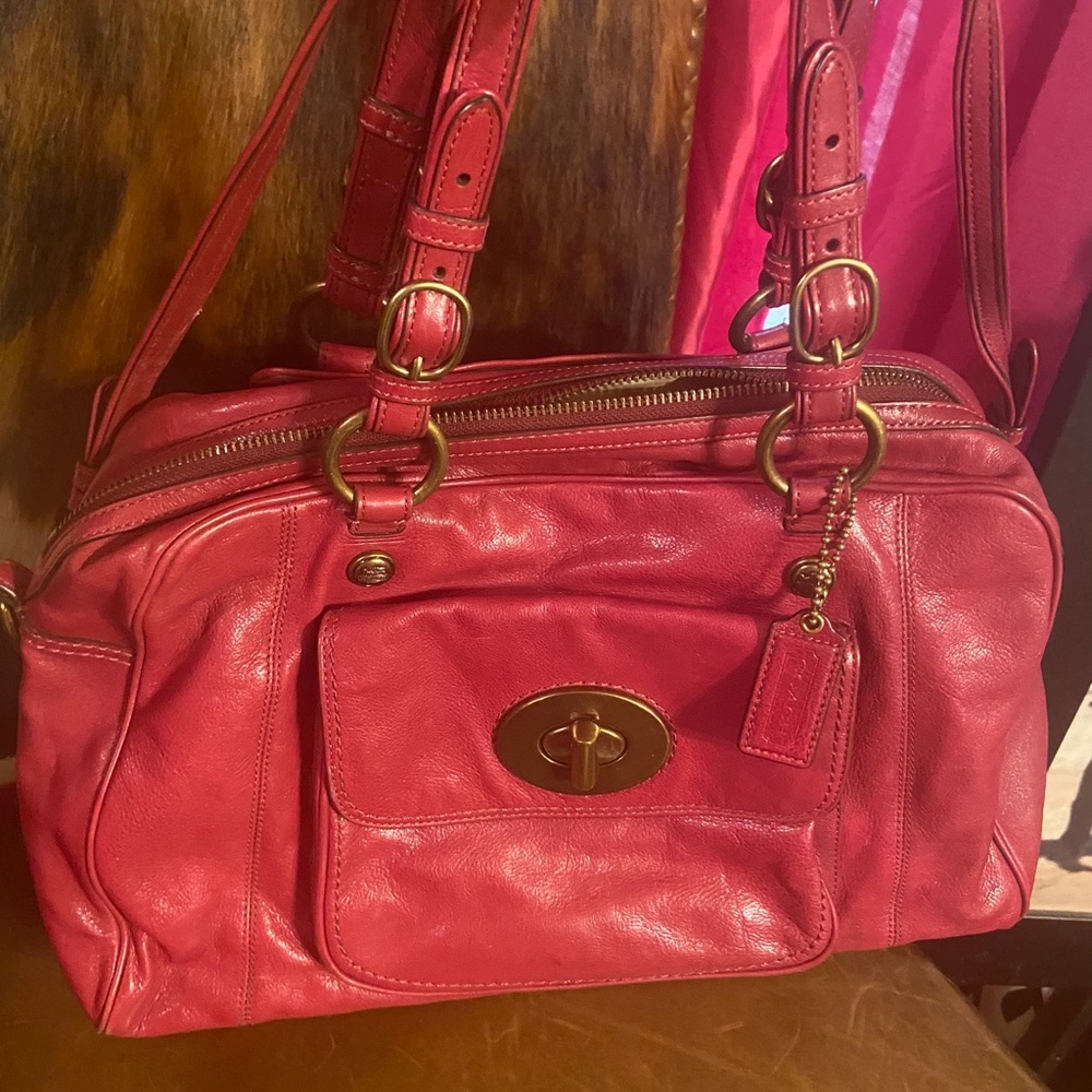 Large Raspberry Authentic Coach Purse. $75.00 - image 2